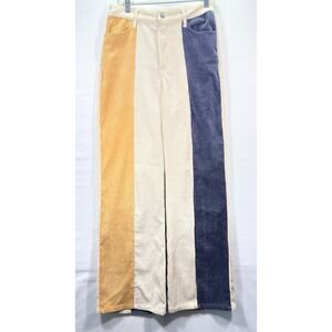 Beivy Women's 70's Style Corduroy Pants Blue/Gold/cream bell bottoms Medium‎